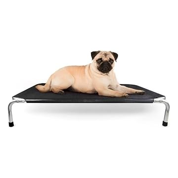 Cama para Pets, Higiênica Suspensa em Alumínio, Preta, Tamanho M, MECG