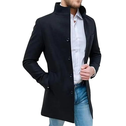 Cardigan Homme Slim Fit à Col Montant Automne Hiver Veste Laine M