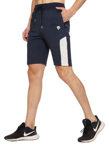 Image of MARK LOUIIS Men's Cotton Blend Shorts with 2 Zipper Pockets + 1 Back Pocket | Lightweight Breathable Casual Shorts | Elastic Waist Comfortable Fit | Multi-Color | M to 7XL