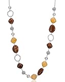 BULINLIN Beaded Long Necklace for Women Silver Sweater Chain Necklace with Crystal Resin Beads, Fash