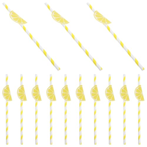 Pitillos de papel amarillo limón 20 pcs Gadpiparty miniatura 1
