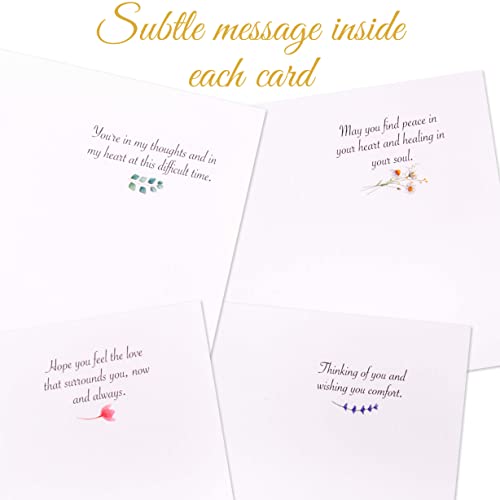 Vns Creations 20 Floral Sympathy Cards With Envelopes, 4 X 6 In Assorted Watercolor Floral & Gold Foil Condolences Cards, Bulk Boxed Set Of Bereavement Greeting Cards Pack #TOP2