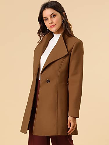 Image of Allegra K Women's Winter Elegant Stand Collar Overcoat Long Belted Pea Coat