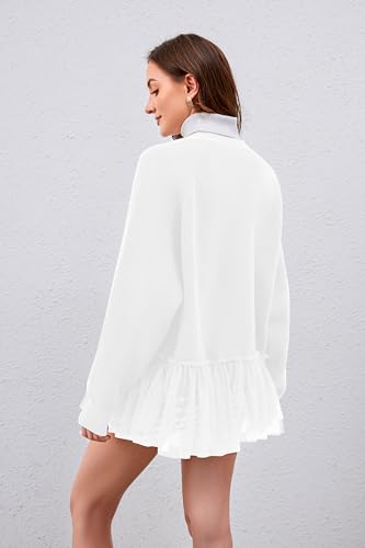 Womens Y2k Oversized Cardigan Sweaters Patchwork Flwoy Hem Crochet Knitted Sweater Tops Tulle Ruffle Ribbed Jacket3