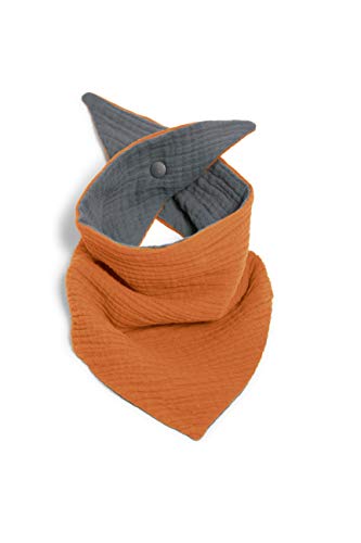 nanito Baby Dreieckstuch Lätzchen mit Druckknopf für Babys & Kleinkinder Musselin Schal Kinderhalstuch Farbwahl 100% Bio Baumwolle (orange)