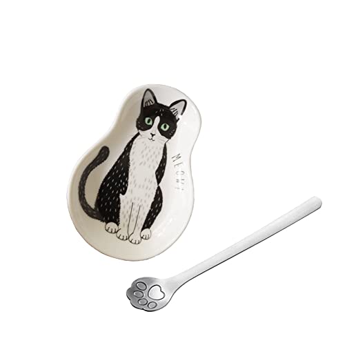 Adorable Ceramic Cat Spoon Rests and Spoon - Charming Teaspoon Holder for Coffee Stations and Home Kitchen Decor