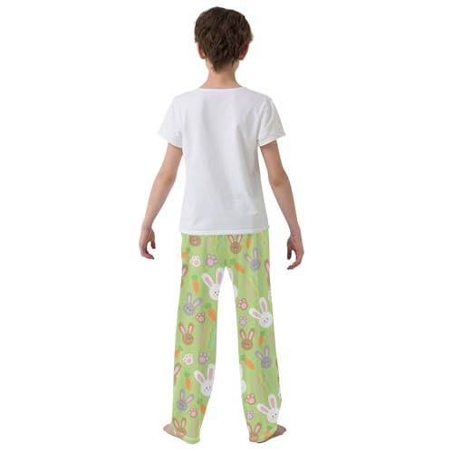 Bunny Paw Print Carrot Boys Long Pants Soft Trousers Elastic Waist Kids Lounge Bottoms with Pockets S-XL3