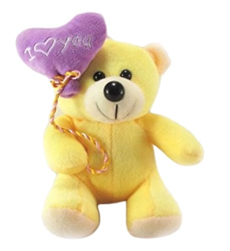 Image of Tickles I Love You Balloon Heart Teddy Stuffed Soft Plush Animal Toy for Love Girl, Birthday Gifts, Valentine's Day (Color: Yellow Size: 18 cm)