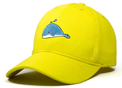 Coreteq Unisex Kid's Cotton Baseball Cap Whale Embroidery Adjustable Strap (Pack of 1), Sunshine Yellow, 6 Years-12 Years