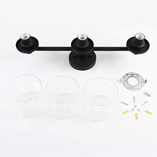 Pathson 3-Light Semi Flush Mount Ceiling Light, Industrial Pendant Lighting Fixture With Glass Shade, Ceiling Chandelier Lamp For Hallway Loft Kitchen Bar #TOP5