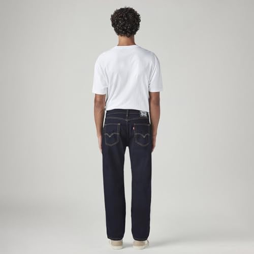 Image of Levi's Men's 505 Dark Indigo Straight Fit Mid-Rise Jeans