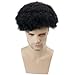 Voloria Afro Men's Toupee for African American Men Hairpiece 100% Human Hair 10x8inch Replacement Wig #1 Jet Black Color (All Swiss Lace Base, 1 Jet Black Color)