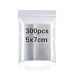 Small Grip Seal Bag 300Pcs 5x7cm Tiny Sealable Plastic Pouch Little Clear Ziplock Seed Beads Bags Reusable Transparent Polythene Pouches for Storage Beads Jewellery Food