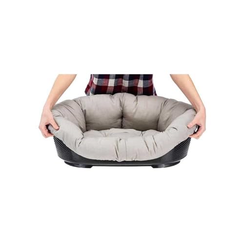 Ferplast Hundebett Hundesofa Katzenbett Hundematte Sofa' 2 Kunststoffkorb mit Waschbarem Gepolstertem Hundekissen, 52 x 39 x h 21 cm.