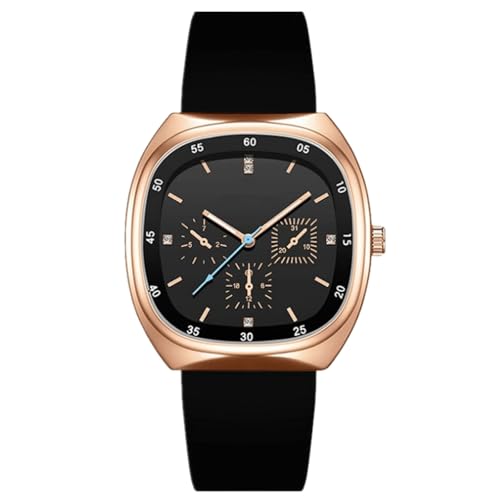 JOATVEE Relojes para hombres y mujeres moda cronógrafo escala diamante analógico cuarzo reloj de pulsera impermeable banda de silicona, Negro (Concha Oro Rosa) JOATVEE Relojes para hombres y mujeres moda cronógrafo escala diamante analógico cuarzo reloj de pulsera impermeable banda de silicona, Negro (Concha Oro Rosa)