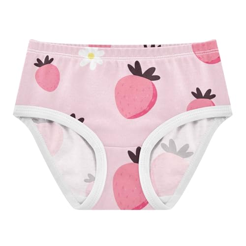 CartoonStrawberries White Daisy Pink Cute Panties Girl Girls Underwear Toddlers Cotton Animals Briefs Undies Kids 2t