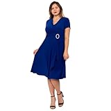 R&M Richards Short Mother of The Bride Plus Size Dress| Short Sleeves, Decorative Side Ring and...