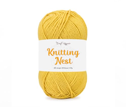 Image of Craft Affair | Knitting Nest Acrylic Yarn (200 Meter, 100 Grams, 2mm) / Woolen Yarn /Acrylic Yarn for Knitting and Crocheting-Mustard