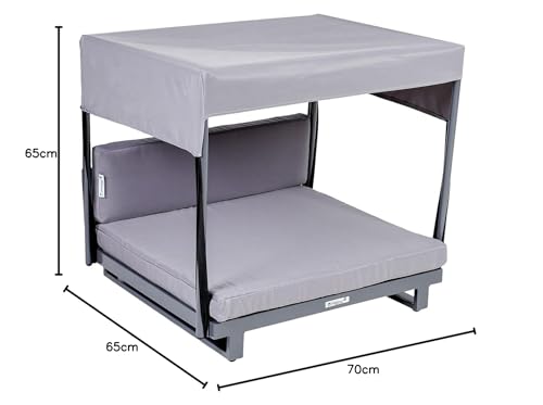 greemotion PET Hundebett mit Dach aus Aluminium und 100% Polyester, 63 x 65 x 65 cm Hundeliege grau