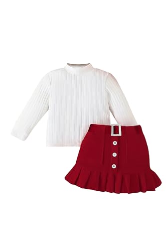 Image of Fashion Dream Girls Rib Solid Top & Skirt Set | Co-Ord Set | Casual Outfit