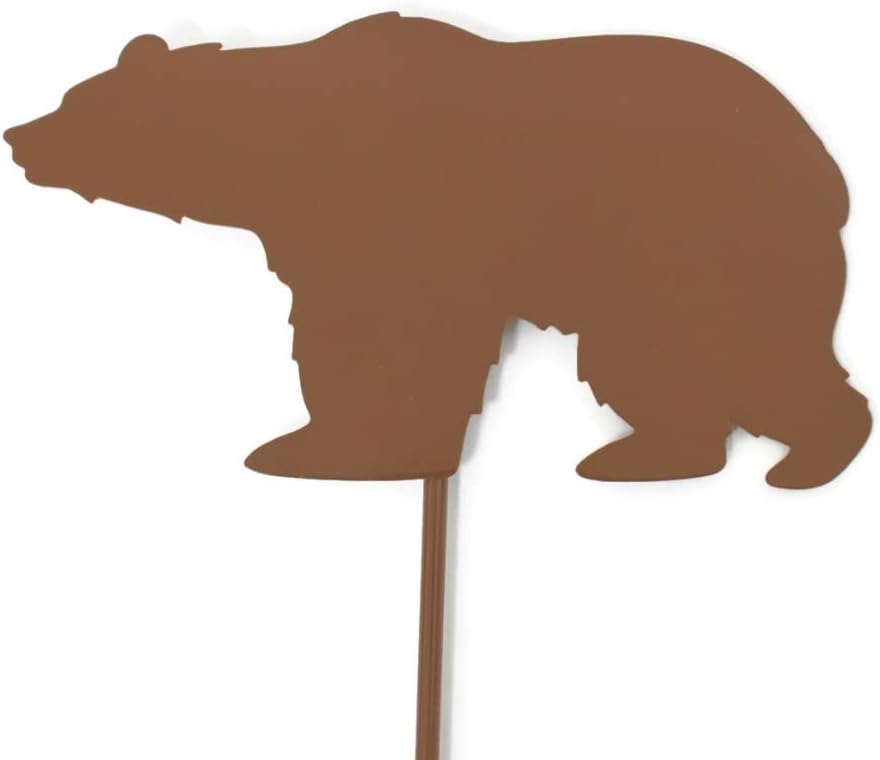 Animal Wildlife Style Steel Rustic or Powder Coated Metal Yard Stake (Bear 20" Tall, Bronze Charcoal)