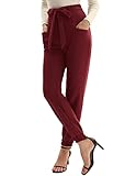 Women's Paper Bag Jogger Pants with Tie-Belt