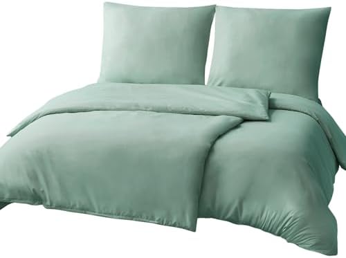 RUIKASI Bettwäsche 135x200 Grün 4teilig - Salbeigrün Mikrofaser Bettwäsche-Sets Oeko-TEX, 2 Bettbezüge 135x200cm + 2 Kissenbezüge 80x80cm mit Reißverschluss, Weich und Bügelfrei