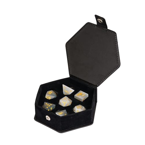 Dados DND de piedras preciosas con estuche UDIXI 6