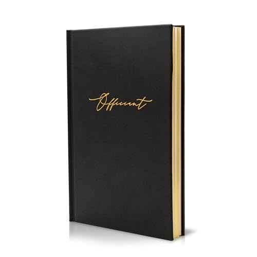 Wedding Officiant Book - Modern Minimalist Black Hardcover Gold Embossed Notebook Journal Gift for Pastor Ministers Sermon Wedding Ceremony 32 Pages 140gsm Thick Lined Paper 5.25 x 8.25 (Design 1)