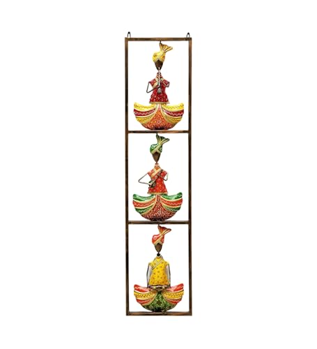 Image of Metal Nagpuri Musician Showpiece Wall Frame | Handcrafted Tribal Musician Art Decor | Ethnic Wall Hanging for Living Room Office Music Room | Indian Folk Sculpture (Sardar Design)