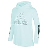 adidas Girls' Long Sleeve Hooded Graphic Tee, Halo Mint, L(14)