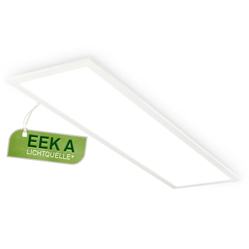 BRILONER - LED Deckenlampe mit EEK A Lichtquelle, neutralweißes Licht, 13,5W, 2900lm, flach, indirektes Licht, LED Lampe, Deckenleuchte, Wohnzimmerlampe, Panel, Küchenlampe, 100x25x6 cm, Weiß