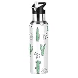 xigua Cactus Stainless Steel 600ml Water Bottle Leak-Proof Water Bottle, Suitable for Gym School Chi