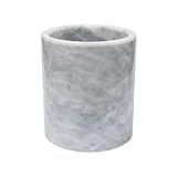 HillSpring Marble Kitchen Utensil Holder for Countertop, Weighted Organizer Crock with Protective Pa