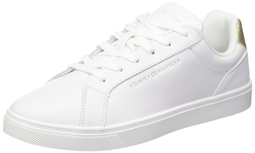 Tommy Hilfiger Essential Cupsole Sneaker Gold FW0FW07869, Zapatilla con Suela Mujer, Blanco (Ecru), 38 EU