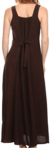 Image of Sakkas Stella Long Tank Top Adjustable Caftan Corset Dress with Embroidery