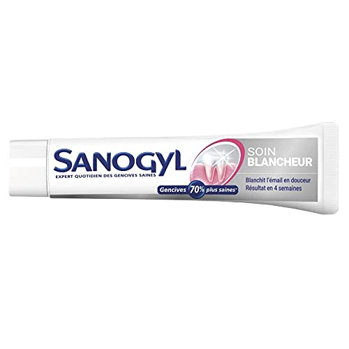 SANOGYL - Dentifrice Blancheur Et Soin - Pâte - 75 Millilitres - Sans Saveur - Adulte - Blanchiment - Nettoyage Quotidien Des Dents - Lot De 4