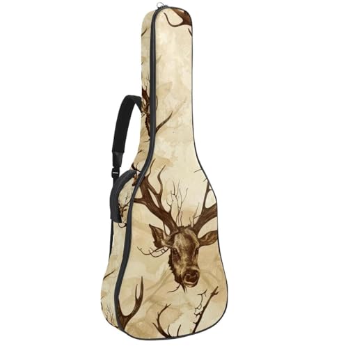 Sac de guitare acoustique 104 cm en tissu Oxford marron vintage à double bandoulière