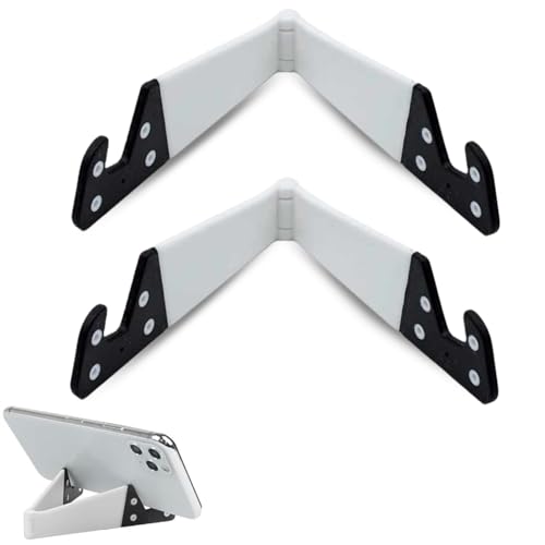 Soporte para móviles, Soporte Mesa móvil y Tablet, Soporte de Escritorio para Smartphone, Angulo de hasta 90º, Compatible con Todos los Modelos, Apto para Viaje, Color Blanco, 2 Unidades