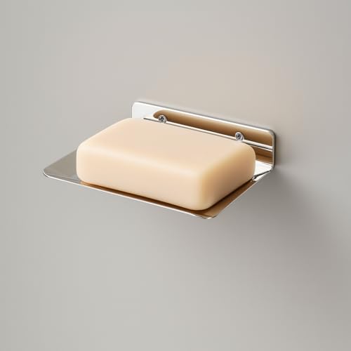 Image of Stainless Steel Soap Dish Holder for Bathroom & Kitchen | Wall Mounted Rust-Proof Soap Tray with Drainage | Modern Space-Saving Soap Stand for Shower, Sink, Wash Basin & Countertop