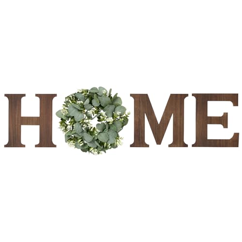 Mkono Farmhouse Wall Home Sign with Artificial Eucalyptus for O