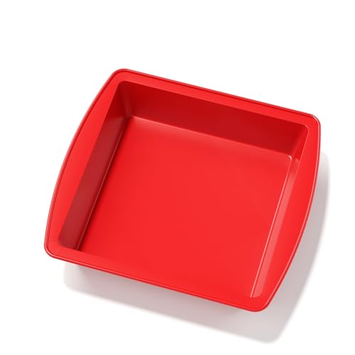 Image of saphe 8 inch Silicone Square Cake Pan Nonstick Silicone Cake Molds, Brownie baking molds for Brownie, Cake, Bread, Pie and Lasagna (1 packs) (1)