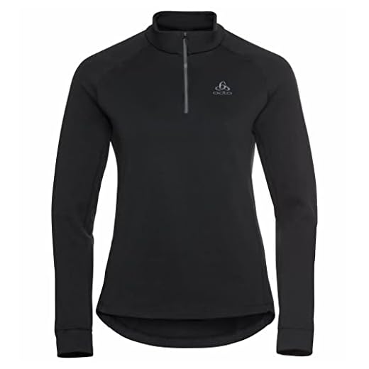 Odlo Fleecepullover für Damen Rigi | Schwarz | Größe M | Midlayer mit Halbreißverschluss | Langarm Wandershirt