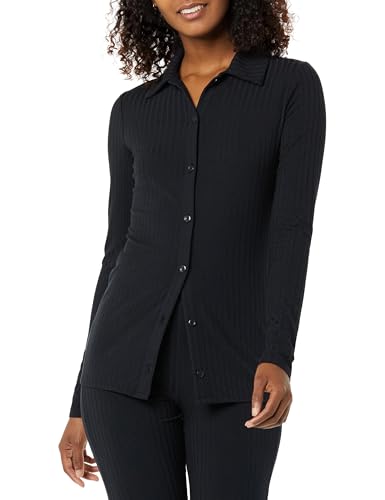 Amazon Essentials womens Wide Rib Long Sleeve Button-up Collared Cardigan (Pants Sold Separately)