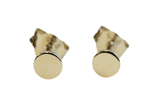 Orecchini a Bottone in Argento Sterling 925 Placcato Oro da 4 mm - Minimal Chic Fatti a Mano in Norvegia - Orecchini Tondi da Donna Uomo Bambini - Gioielli Eleganti e Ipoallergenici