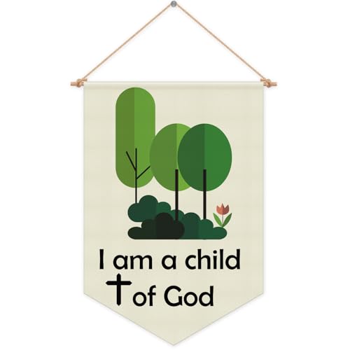Christian Gifts for Child Hang Flag Bible Verses Christian Wall Decor for Boys Girls Spiritual Banner for Nursery Bedroom Playroom Kids Room for Baby-shower Christmas Birthday Gifts Cotton Linen