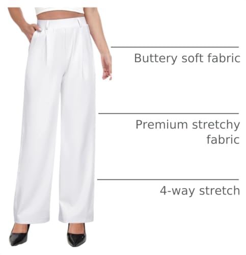 Image of IUGA Dress Pants Women Stretchy Wide Leg Work Pants Business Casual Outfits | Teacher Outfits for Women, Work Clothes, Trousers, Slacks, High Waisted, Pull on, Comfy, Office, Travel, Interview