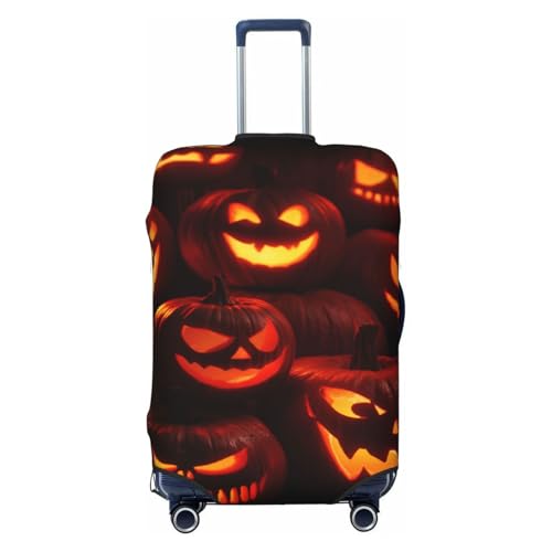 Halloween Pumpkins Glowing In The Dark Elastic Travel Luggage Covers Dustproof Scratch-Resistant Suitcase Protector Fit 22-24 Inch