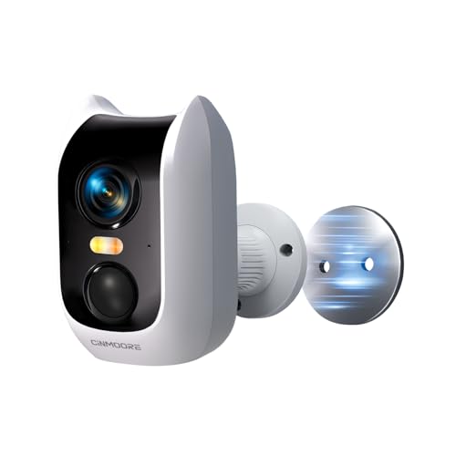 CINMOORE 4MP Wireless Home Security Cameras Outdoor WiFi, No-Subscription AI Detections & Pre-Roll Mode, 2.5K Color Night Vision, Full Duplex 2-Way Audio, IP66 Waterproof Battery Powered