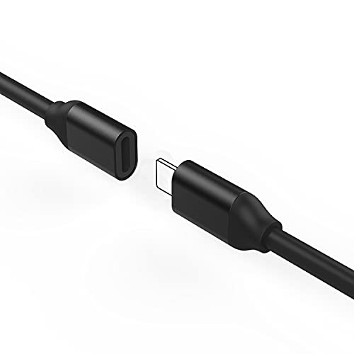 Ematetek Extender Cable Connector Pass Audio Video Music Photo Data And Power Charge. 1Pcs Male To Female Extension Cord Made Of All Black Pvc &Aluminum. (6.6 Feet / 2M) #TOP4